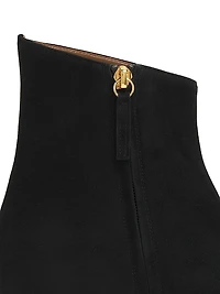 90MM Suede Cap-Toe Kitten-Heel Booties