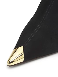 90MM Suede Cap-Toe Kitten-Heel Booties