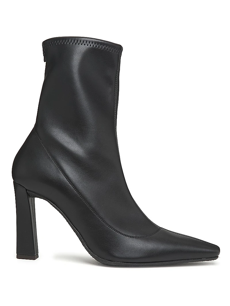 90MM Leather Square-Toe Ankle Booties