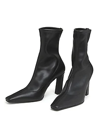 90MM Leather Square-Toe Ankle Booties