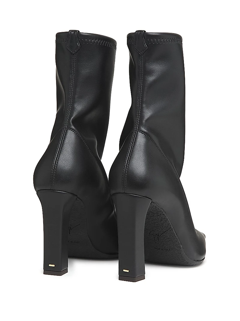 90MM Leather Square-Toe Ankle Booties