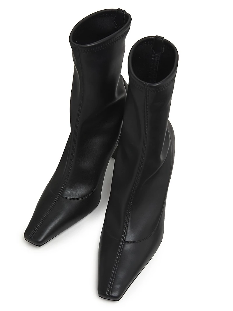 90MM Leather Square-Toe Ankle Booties