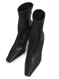 90MM Leather Square-Toe Ankle Booties