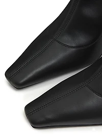90MM Leather Square-Toe Ankle Booties
