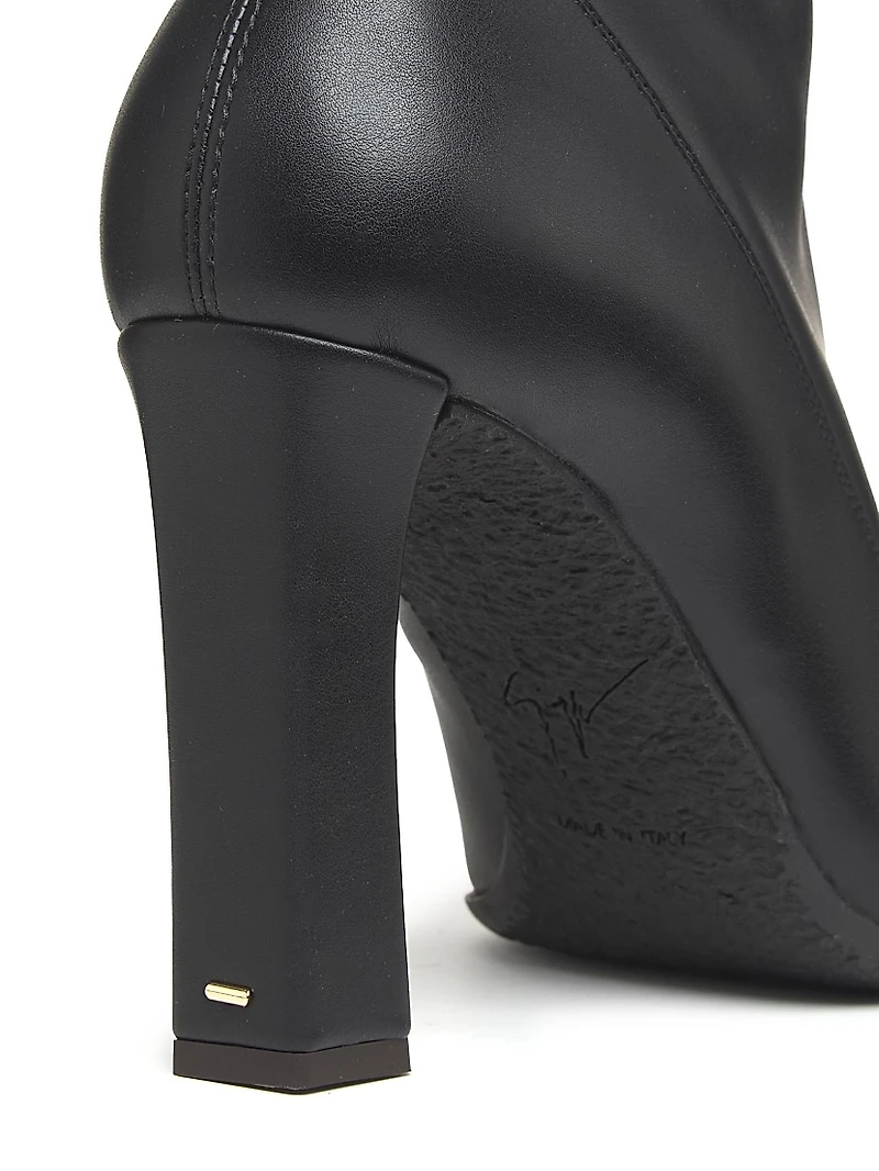 90MM Leather Square-Toe Ankle Booties