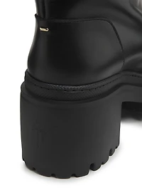 70MM Shearling-Cuff Leather Platform Booties