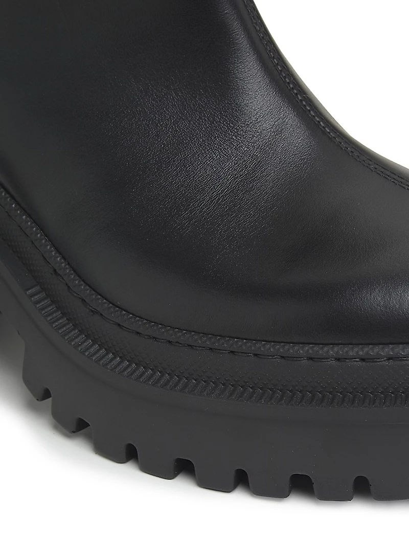 70MM Shearling-Cuff Leather Platform Booties
