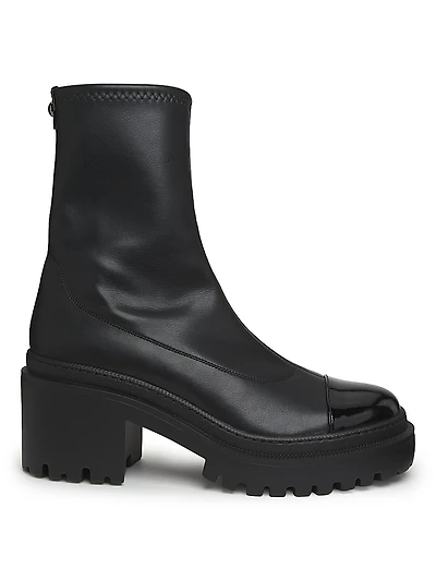 Leather Cap-Toe Platform Ankle Boots
