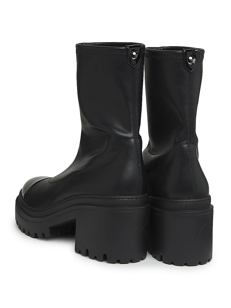 Leather Cap-Toe Platform Ankle Boots