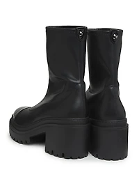 Leather Cap-Toe Platform Ankle Boots