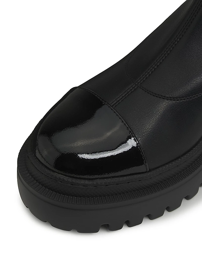 Leather Cap-Toe Platform Ankle Boots