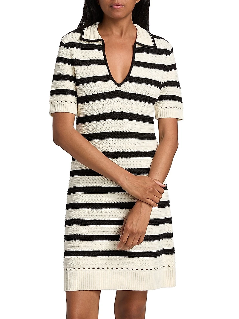 Tyler Striped Knit Polo Minidress