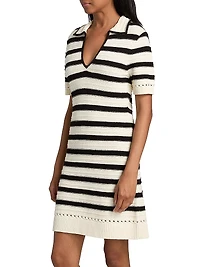 Tyler Striped Knit Polo Minidress