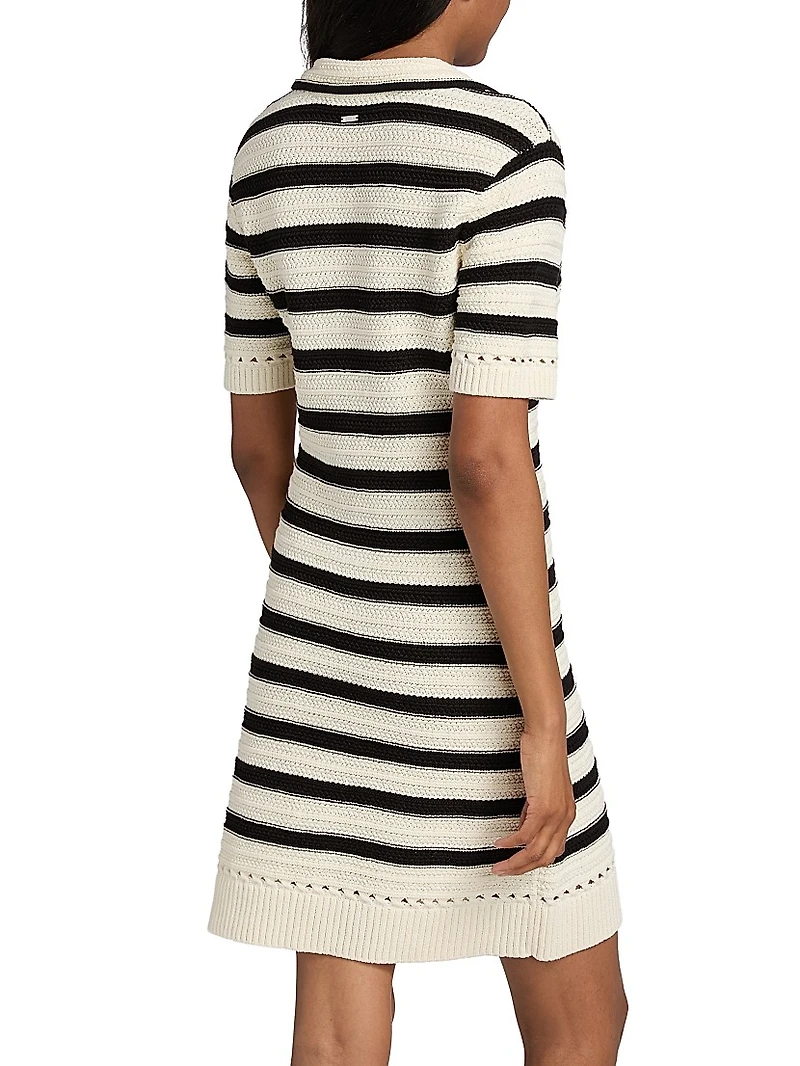 Tyler Striped Knit Polo Minidress