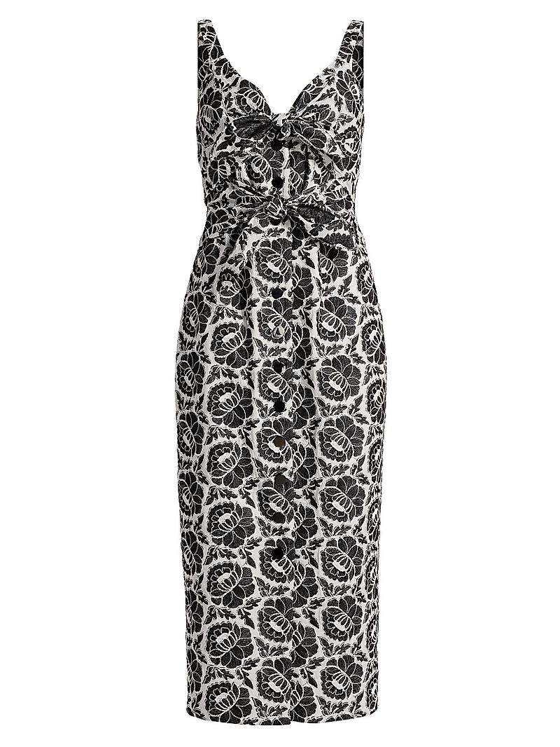 Gia Floral Cotton Tie-Front Midi-Dress