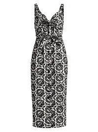 Gia Floral Cotton Tie-Front Midi-Dress
