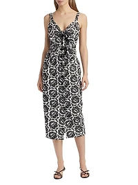 Gia Floral Cotton Tie-Front Midi-Dress