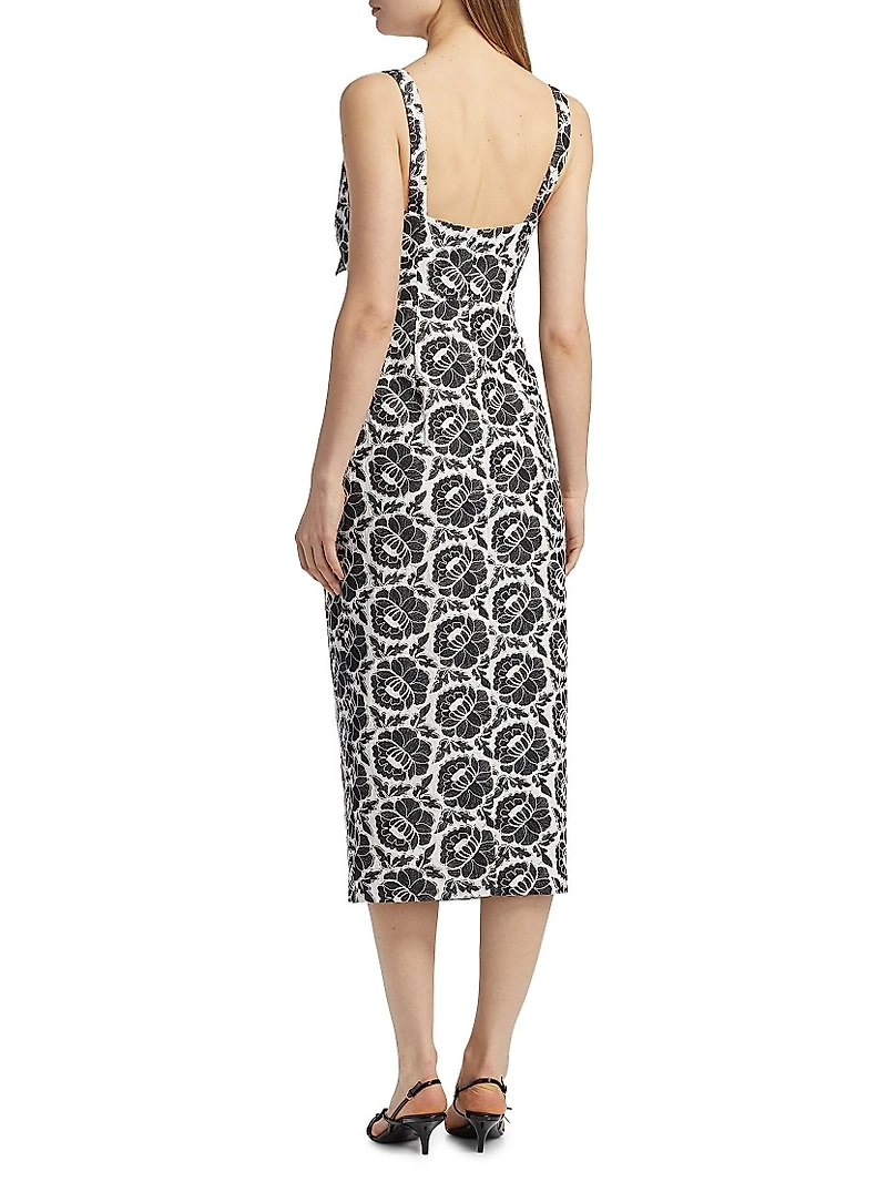 Gia Floral Cotton Tie-Front Midi-Dress