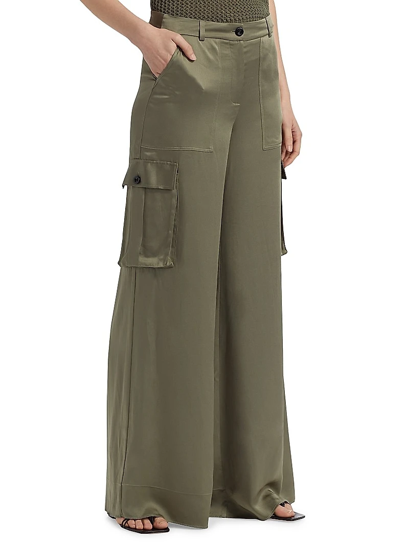 Maia Satin Cargo Pants