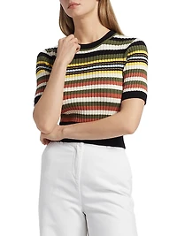 Nyla Striped Short-Sleeve Sweater