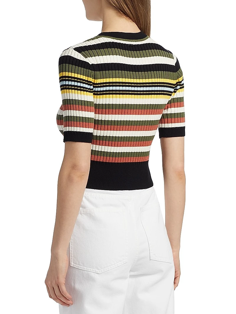 Nyla Striped Short-Sleeve Sweater