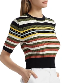 Nyla Striped Short-Sleeve Sweater