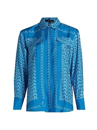 Annika Floral Satin Button-Front Shirt