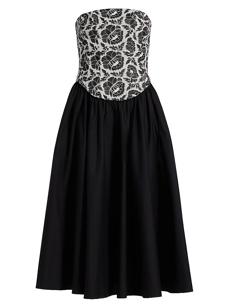 Melody Floral Cotton Corset Midi-Dress