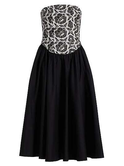 Melody Floral Cotton Corset Midi-Dress