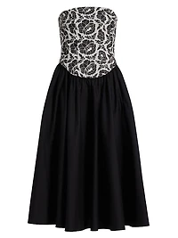 Melody Floral Cotton Corset Midi-Dress