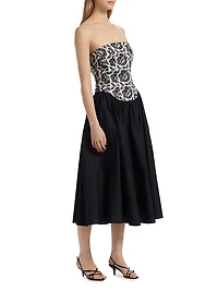 Melody Floral Cotton Corset Midi-Dress
