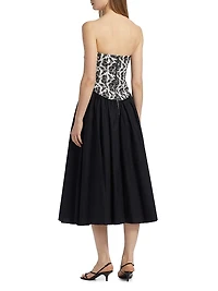 Melody Floral Cotton Corset Midi-Dress