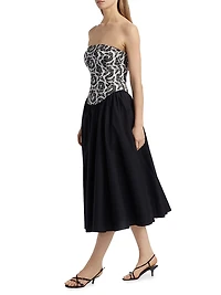 Melody Floral Cotton Corset Midi-Dress