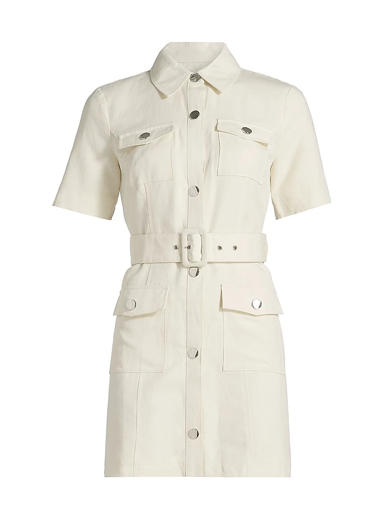 Lydia Short-Sleeve Snap-Front Minidress