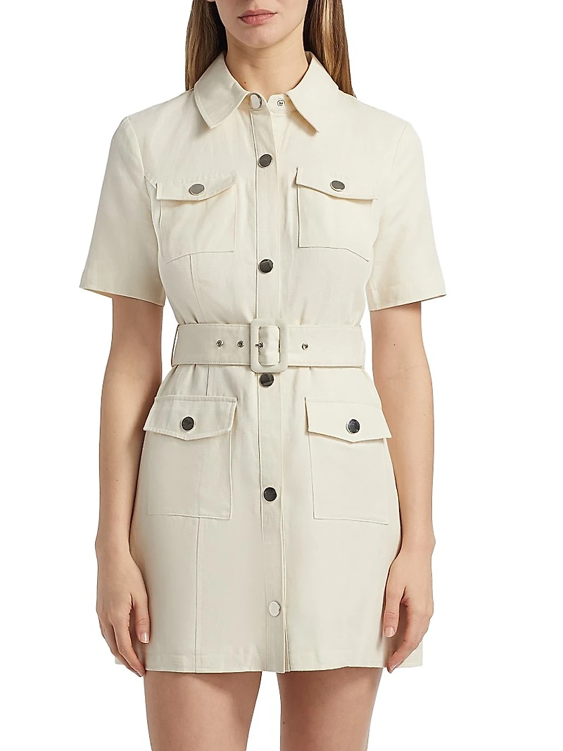 Lydia Short-Sleeve Snap-Front Minidress