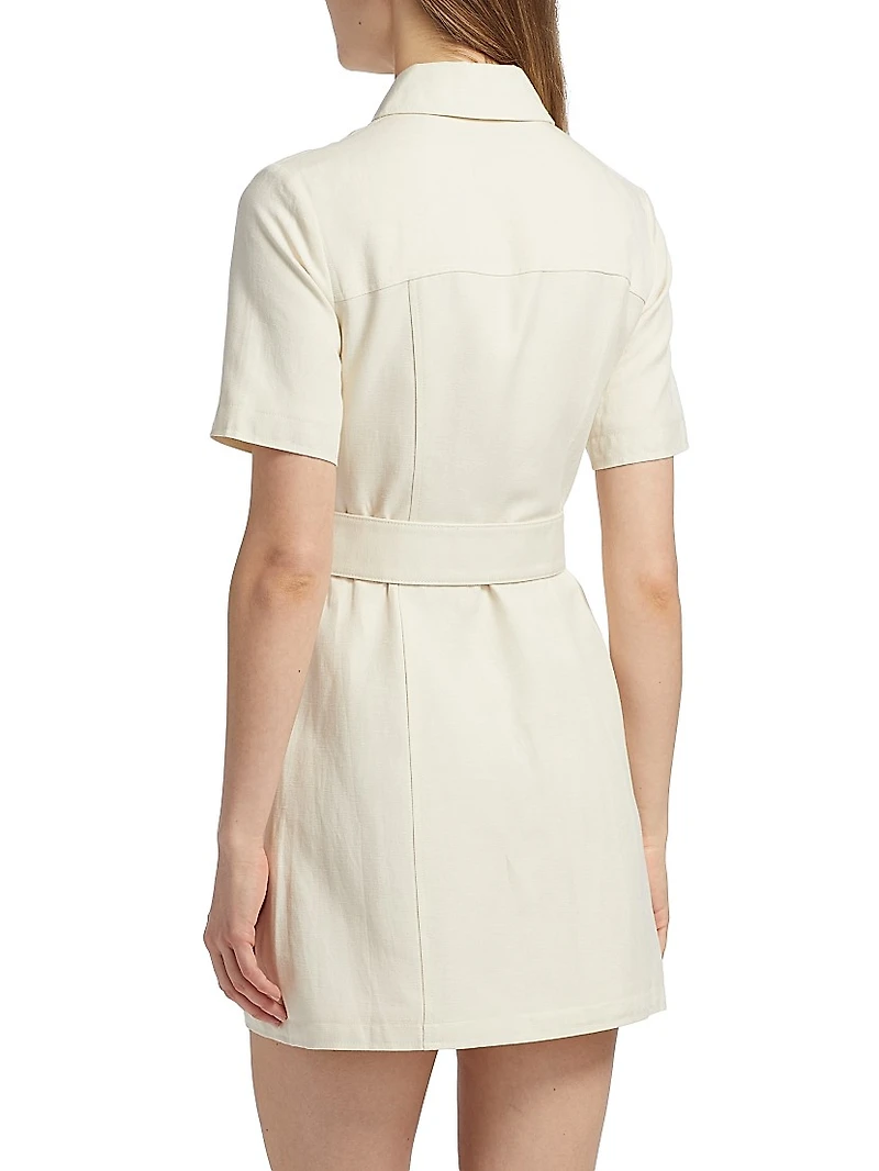 Lydia Short-Sleeve Snap-Front Minidress