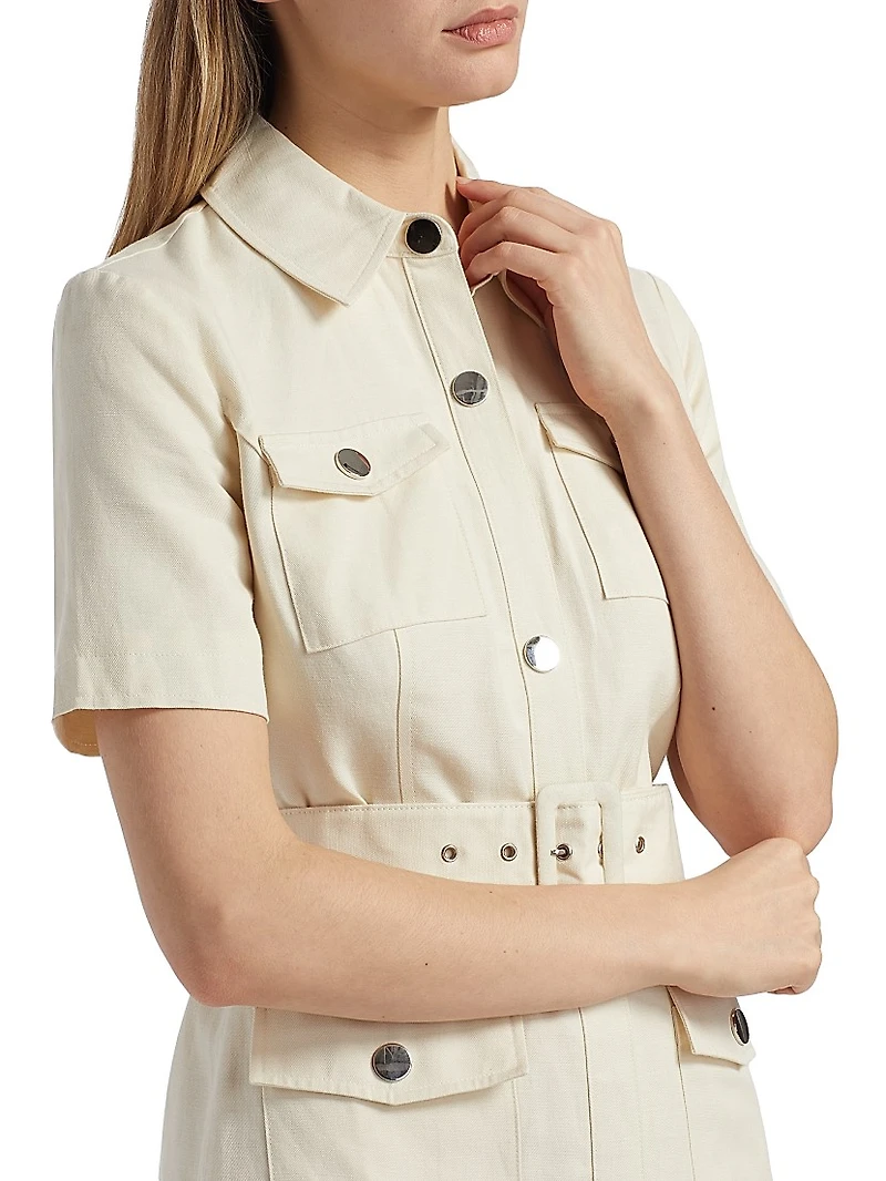 Lydia Short-Sleeve Snap-Front Minidress