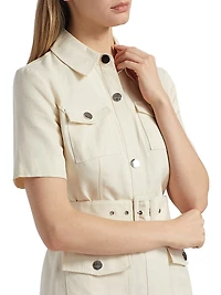 Lydia Short-Sleeve Snap-Front Minidress