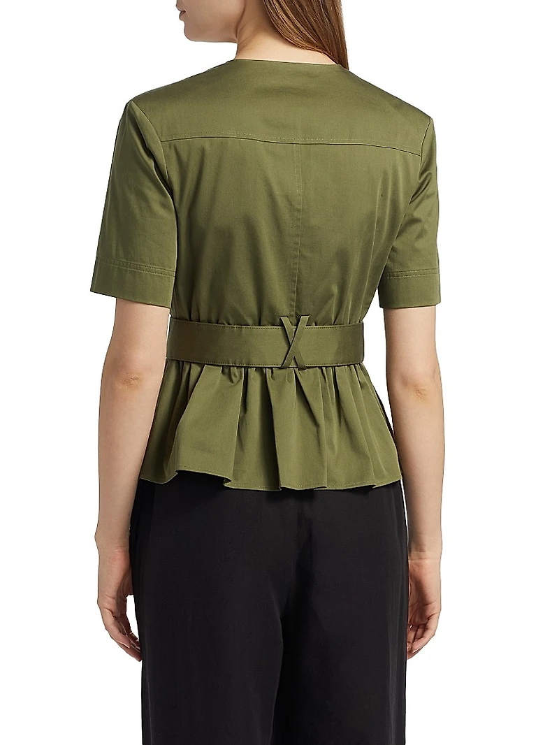 Ezra Safari Stretch-Cotton Peplum Shirt