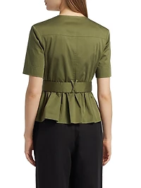 Ezra Safari Stretch-Cotton Peplum Shirt