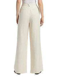 Hailey Pleated Cotton-Blend Wide-Leg Trousers