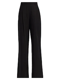 Hailey Pleated Cotton-Blend Wide-Leg Trousers