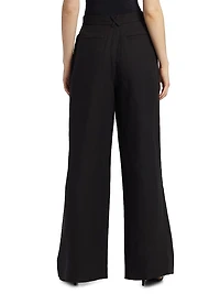 Hailey Pleated Cotton-Blend Wide-Leg Trousers