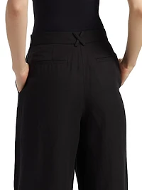 Hailey Pleated Cotton-Blend Wide-Leg Trousers