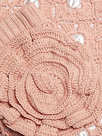 Abbie Floral Faux Pearl-Embellished Crochet Miniskirt