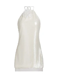 Micky Rosette-Detailed Sequined Halterneck Minidress