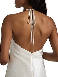 Micky Rosette-Detailed Sequined Halterneck Minidress