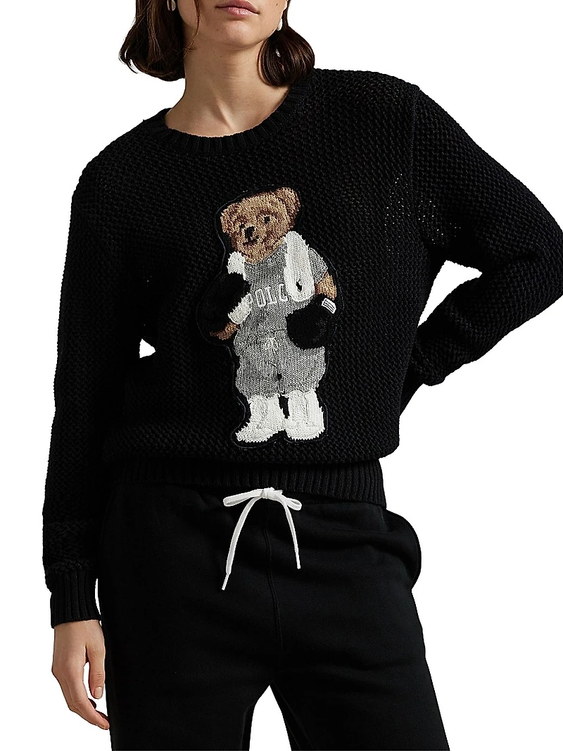 Polo Bear Cotton Crewneck Sweater