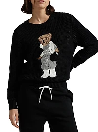 Polo Bear Cotton Crewneck Sweater