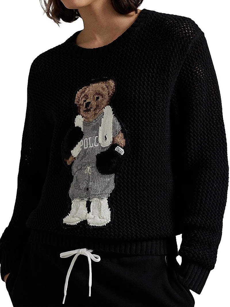 Polo Bear Cotton Crewneck Sweater